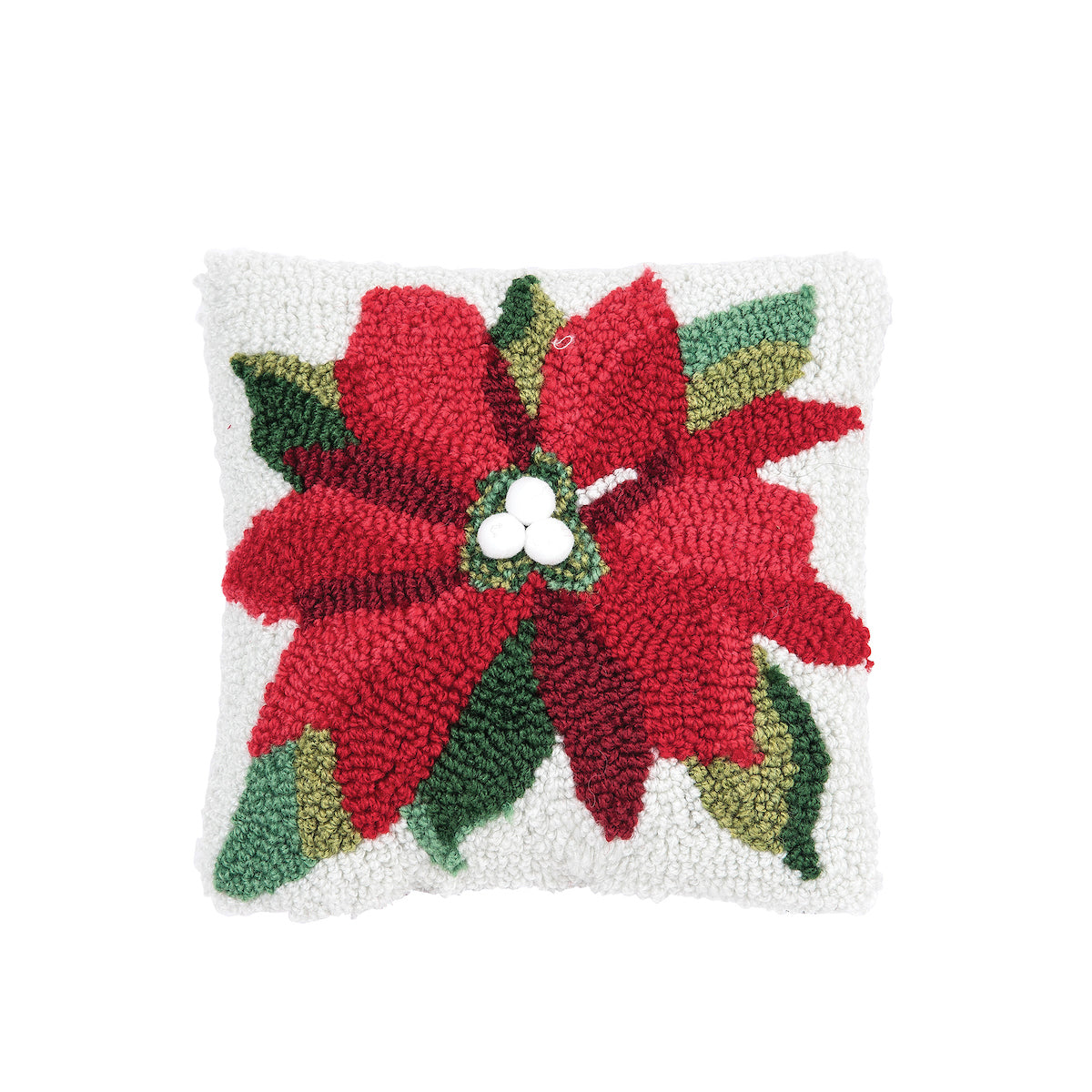 Poinsettia Hooked Mini Pillow