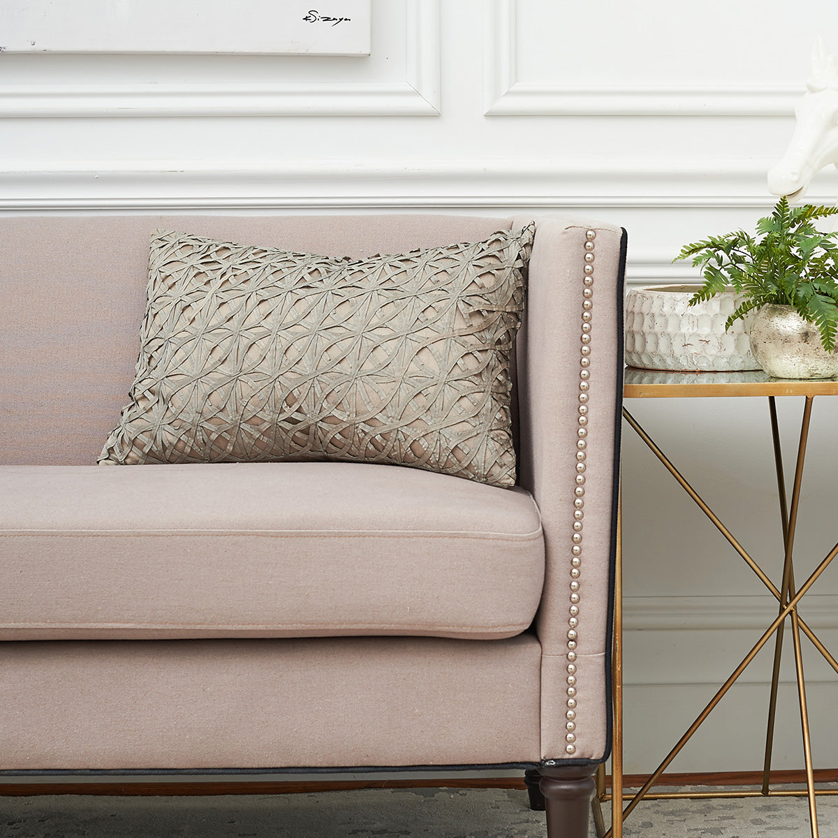 Ribbon Mesh Sandstone Pillow