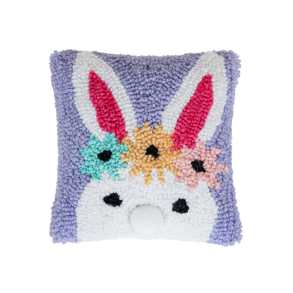 Floral Bunny Hooked Mini Pillow