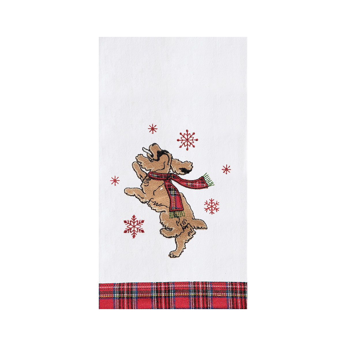 Festive Dog Jumping Kitchen Towel