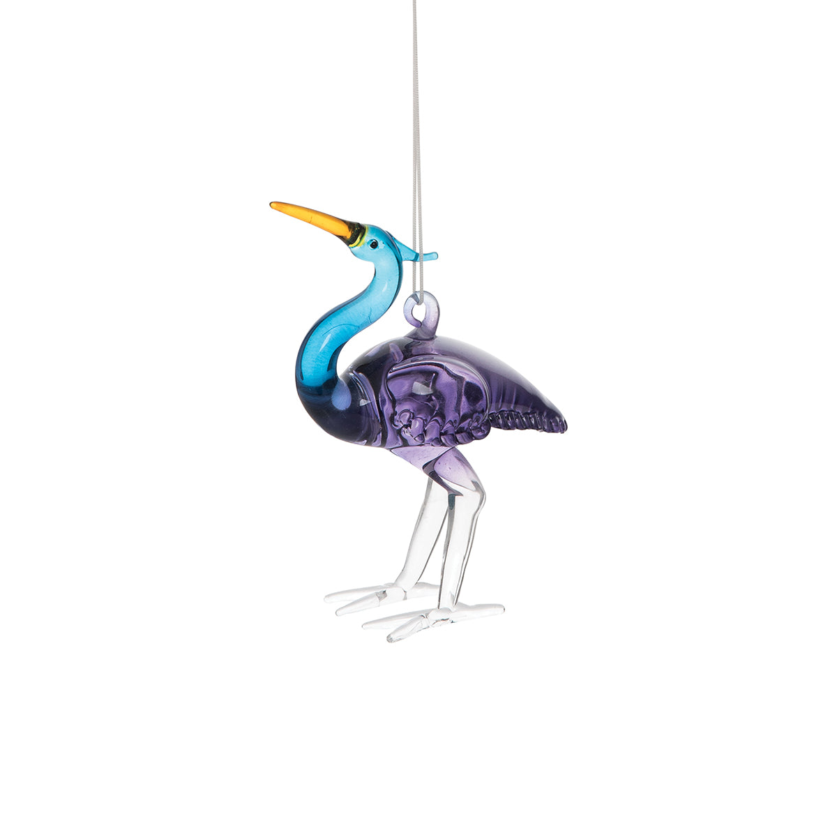 Blue Heron Blown Glass Ornament