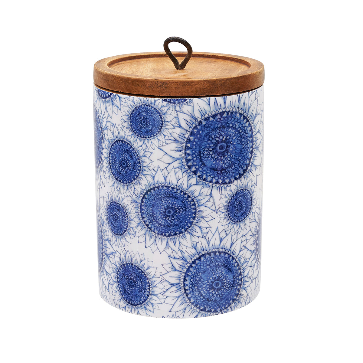 Large Blue Harvest Mango Wood Canister