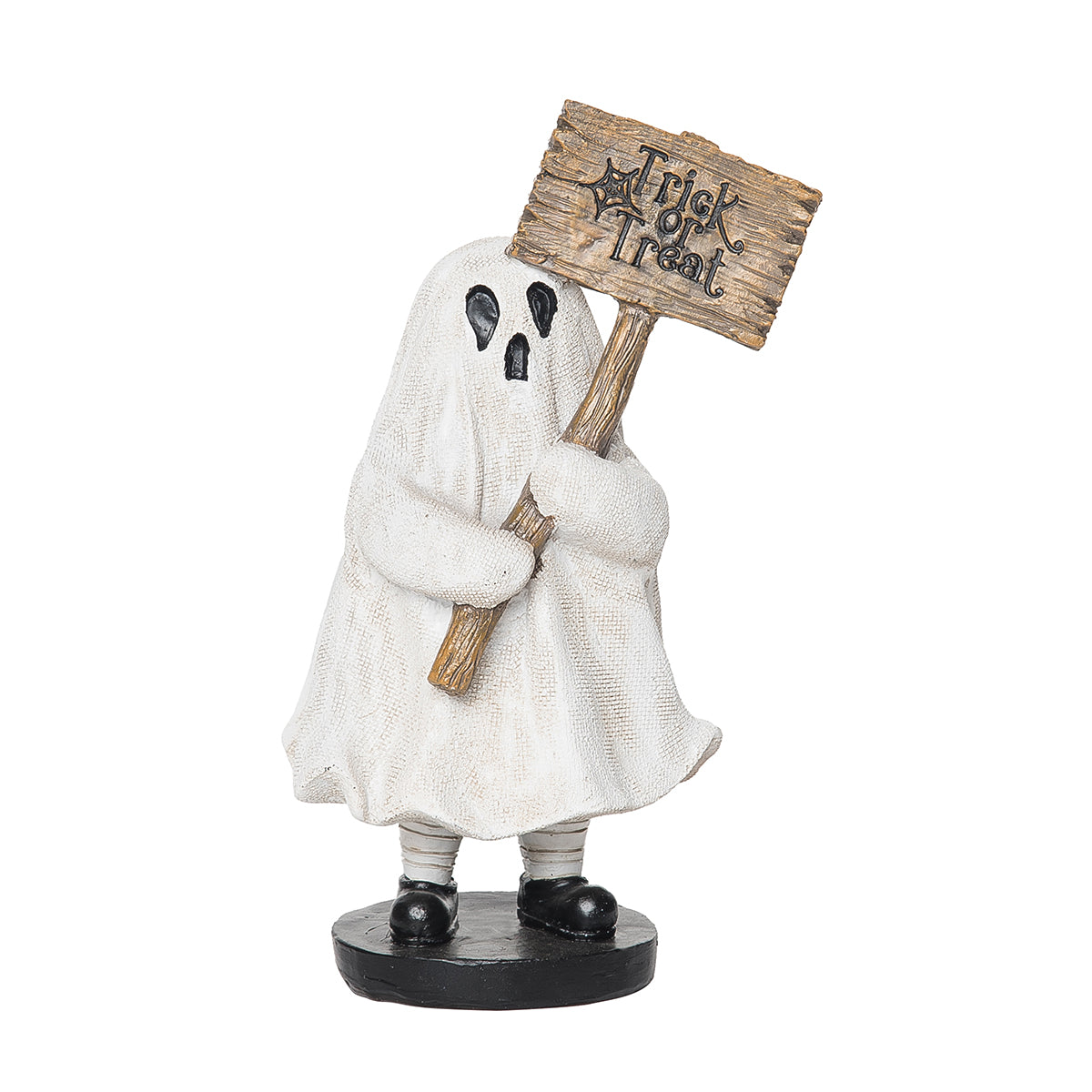 Kid Ghost with Trick-Or-Treat Sign Figurine