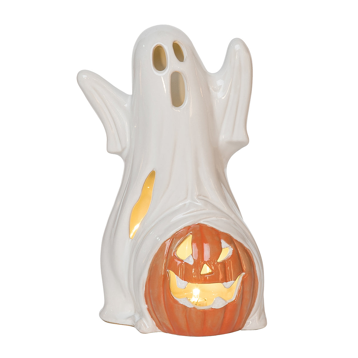 Ghost with Jack-o-Lantern Figurine