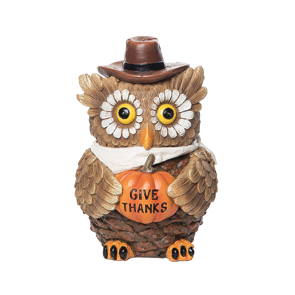 Owl with Give Thanks Pumpkin Figurine