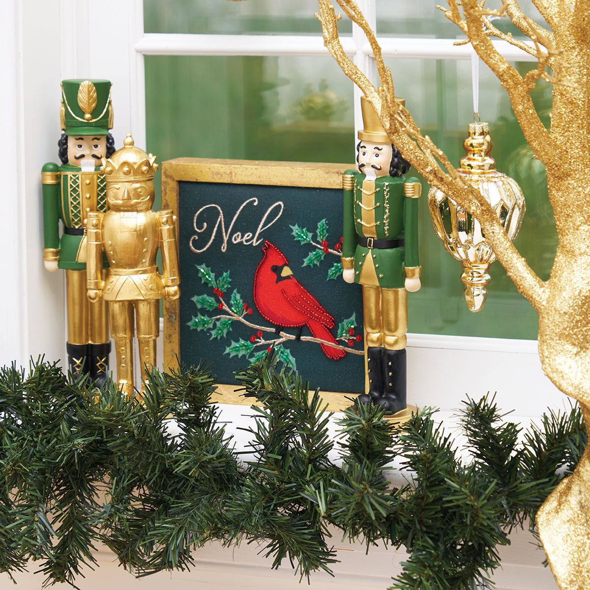 Green & Gold Nutcracker Figurine