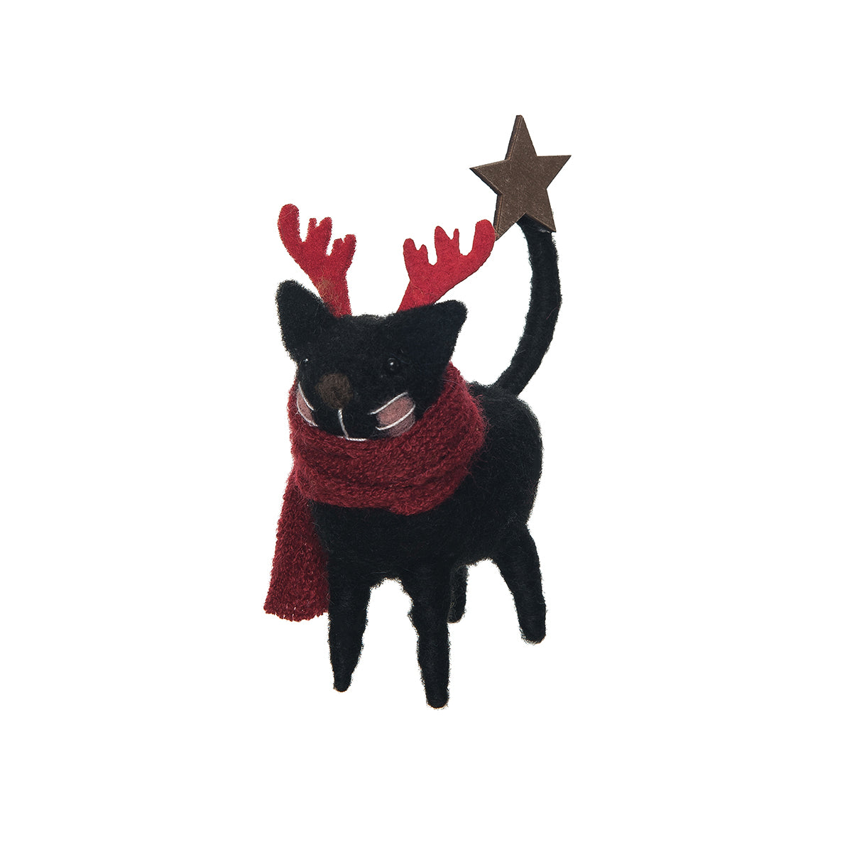 Black Cat Reindeer Figurine