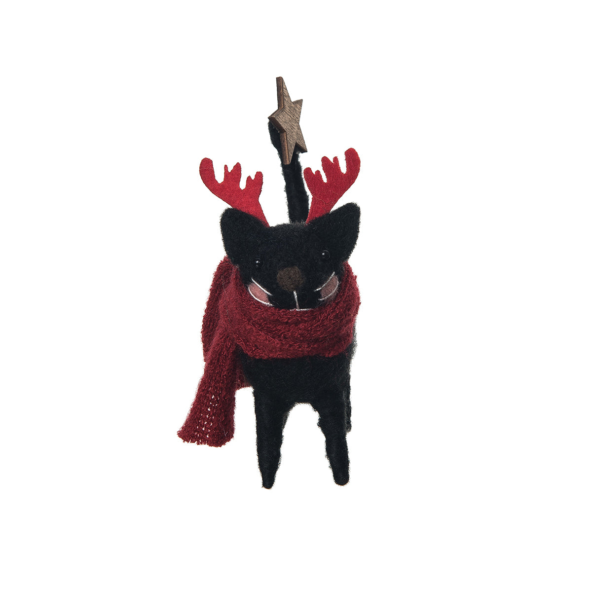 Black Cat Reindeer Figurine