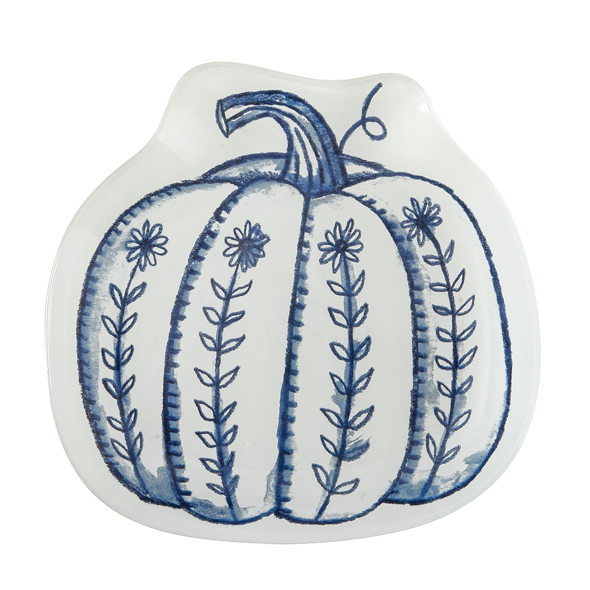 Blue Harvest Pumpkin Slump Glass Platter