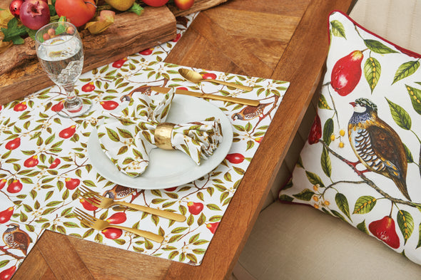Partridge In a Pear Tree Pillow, Partridge In a Pear Tree Napkin, Partridge In a Pear Tree Placemat, Partridge In a Pear Tree Runner, 