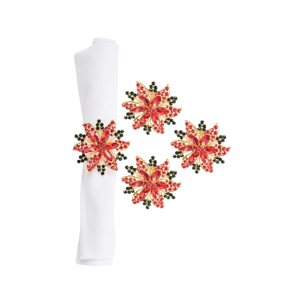 Poinsettia Napkin Ring, Set of 4