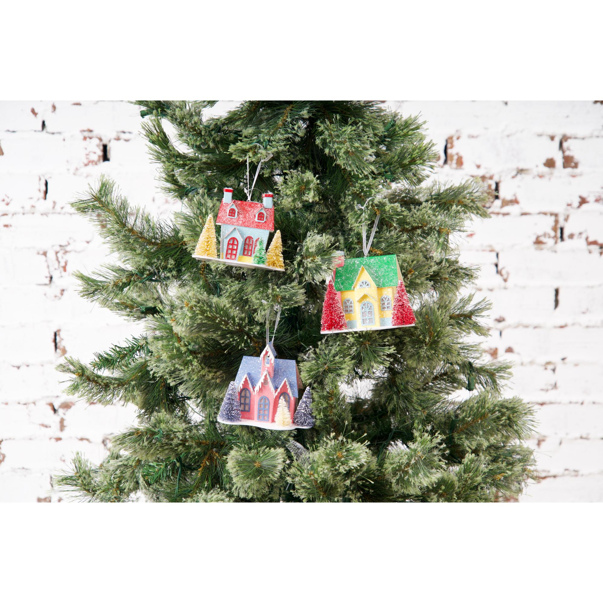 boho christmas houses ornament, set of 3