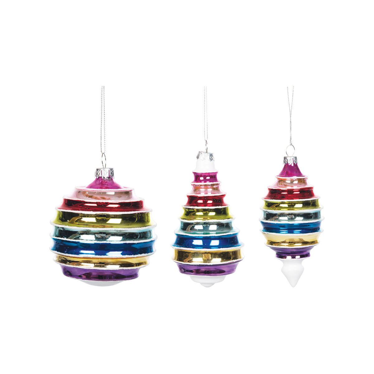boho stripe ornament, asst. of 3