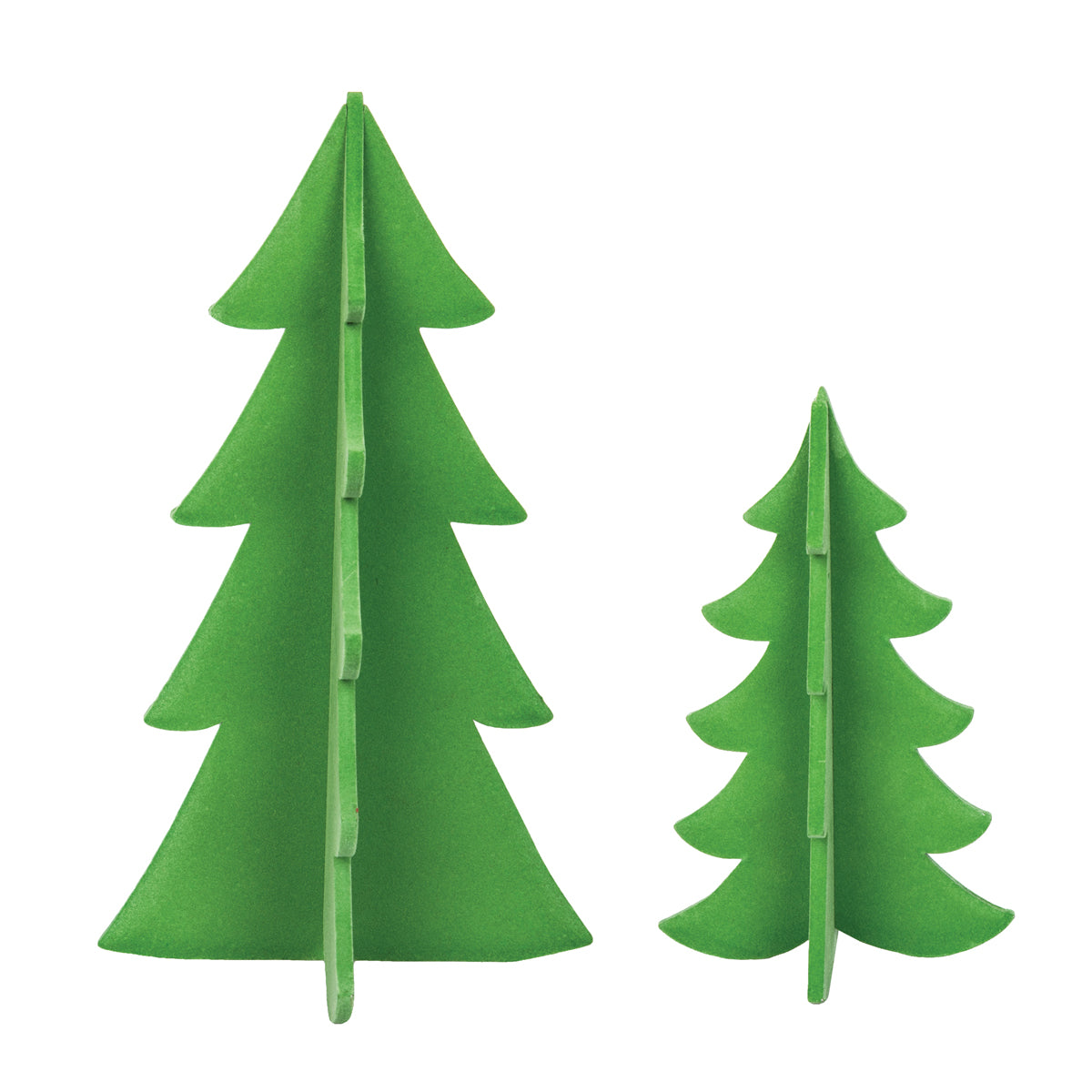 flocked green tree figure, set of 2