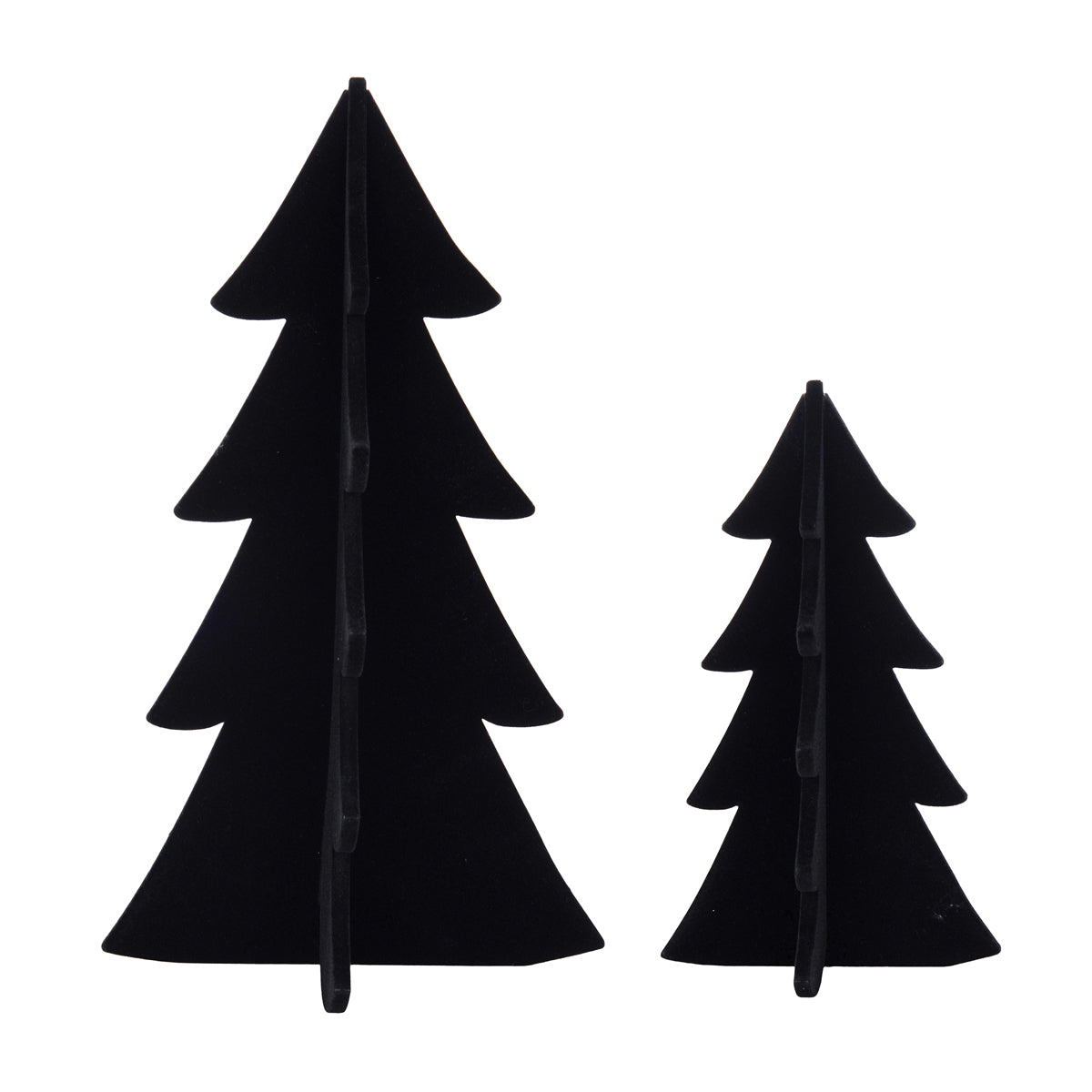 flocked black tree figure, set of 2