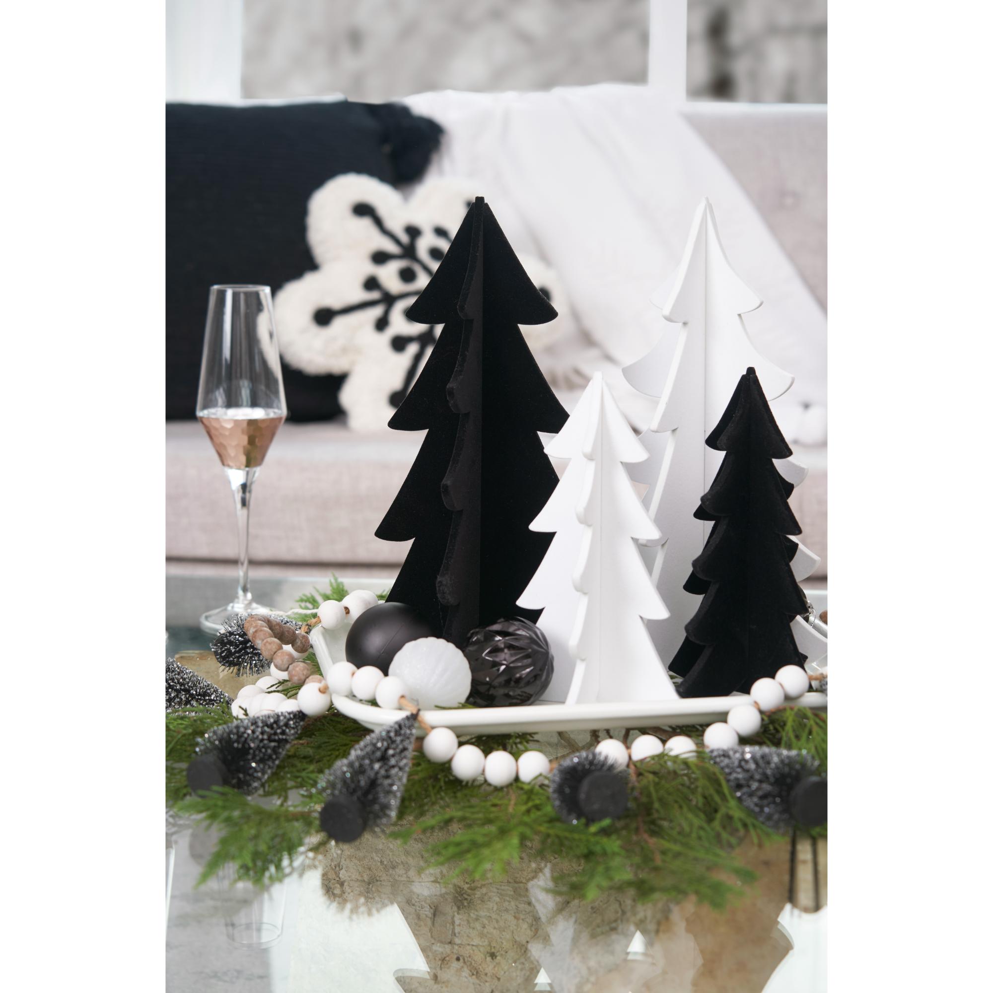 flocked black tree figure, set of 2
