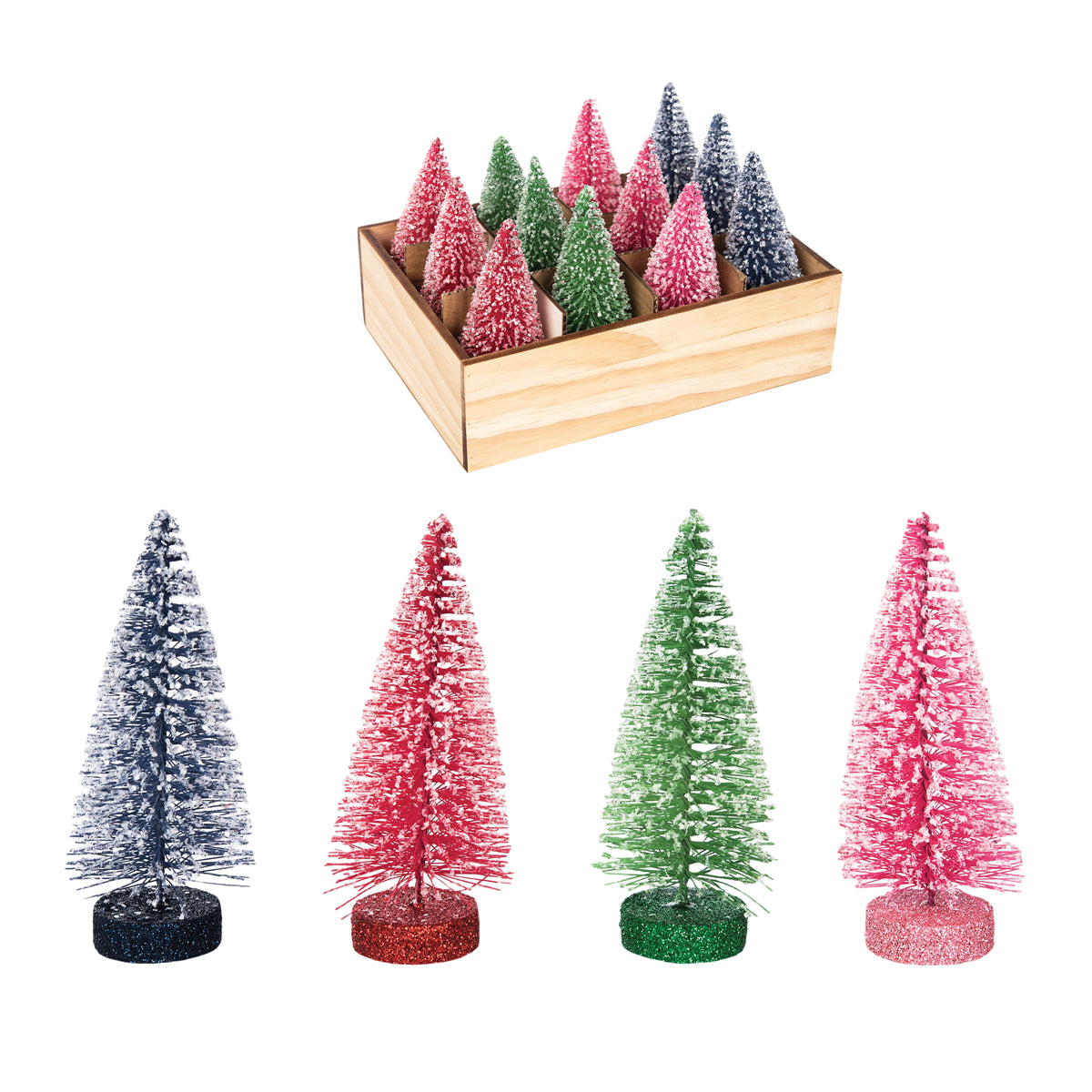 colorful bottle brush tree, asst. of 12