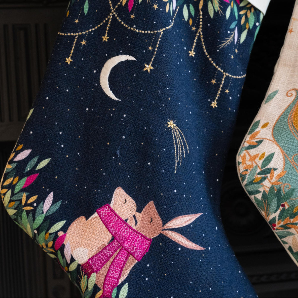 A moonlit rabbits stocking.