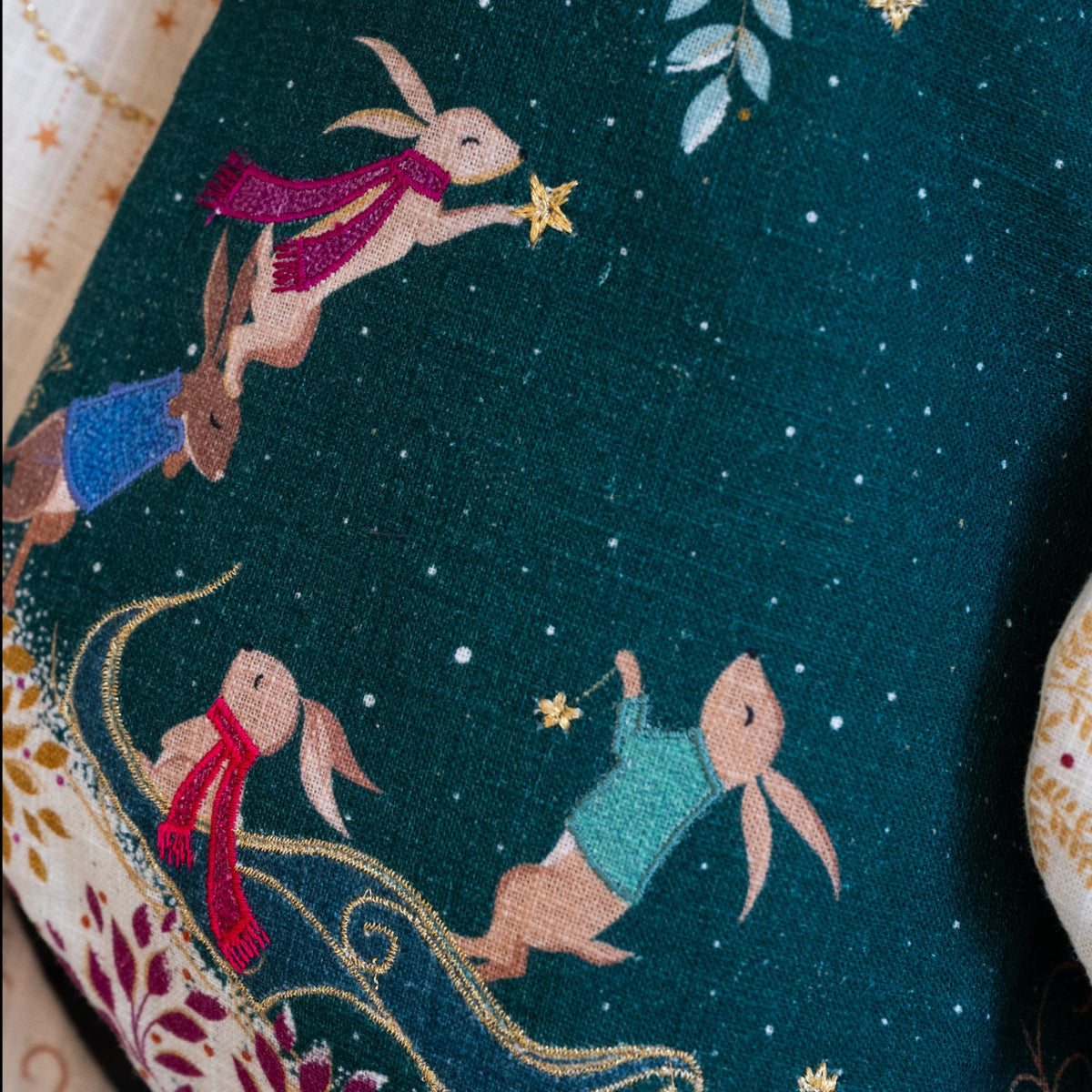 A rabbit sleigh stocking.
