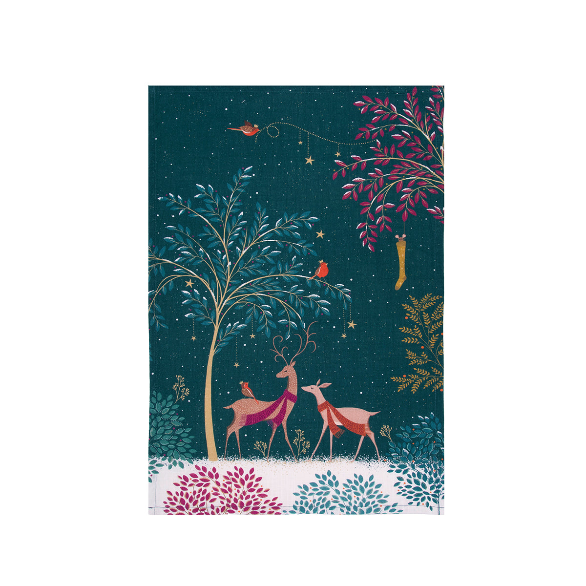 A deer screen printed towel.