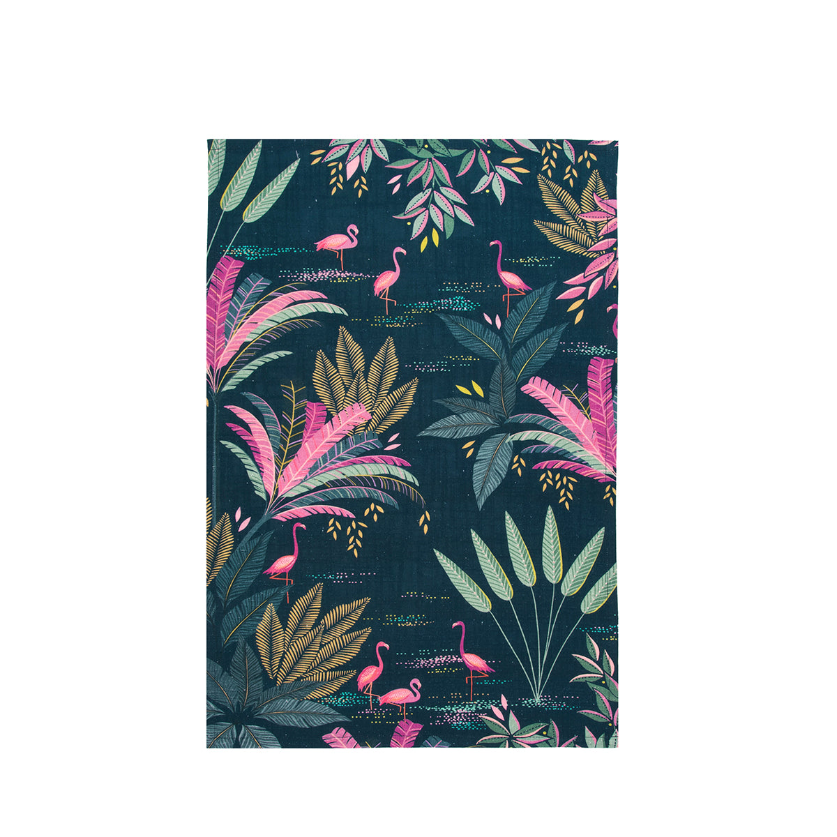 A palm navy screen printed towel.