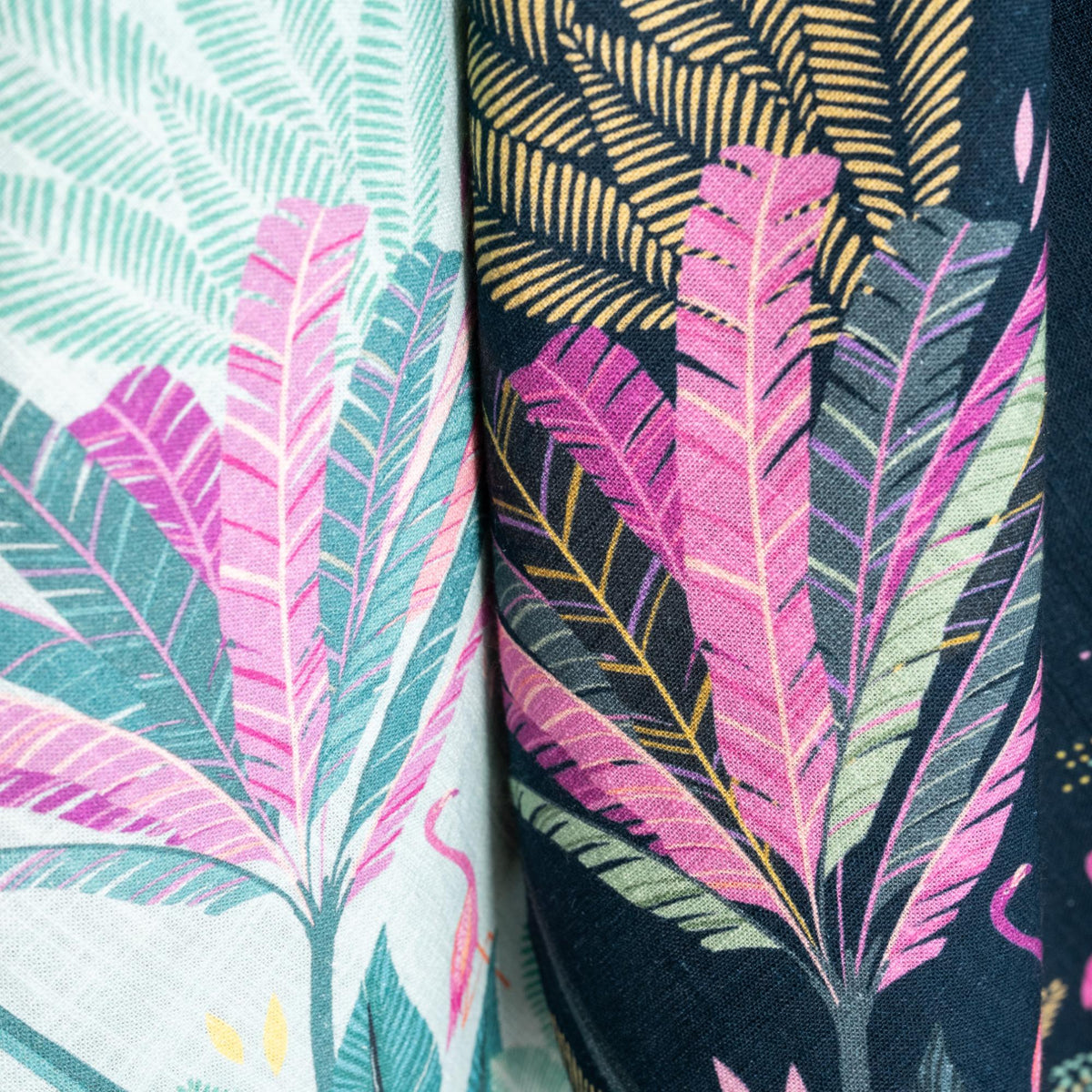 A flamingo palms screen printed towel.
