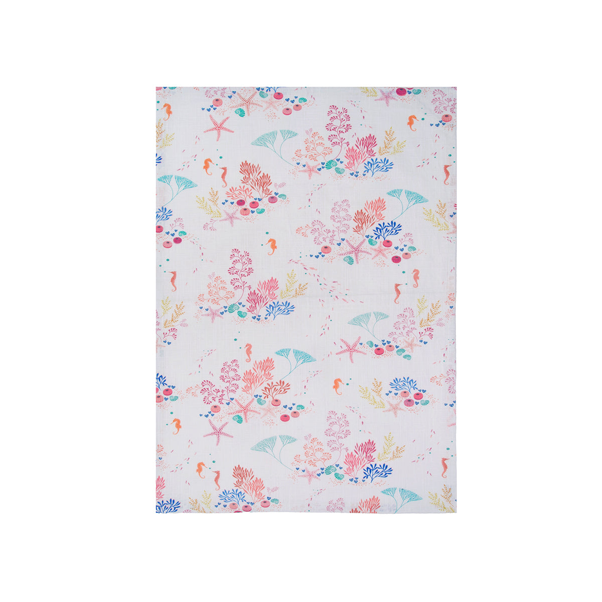 A underwater white screen printed towel.