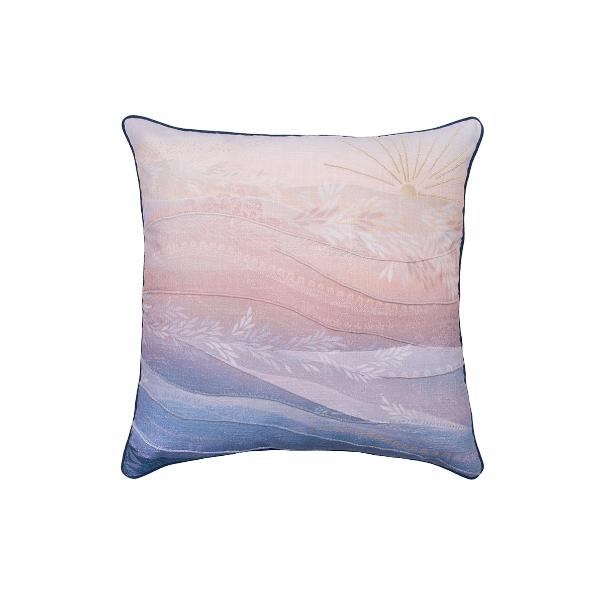 A 20in. x 20in. coastal waves pillow.