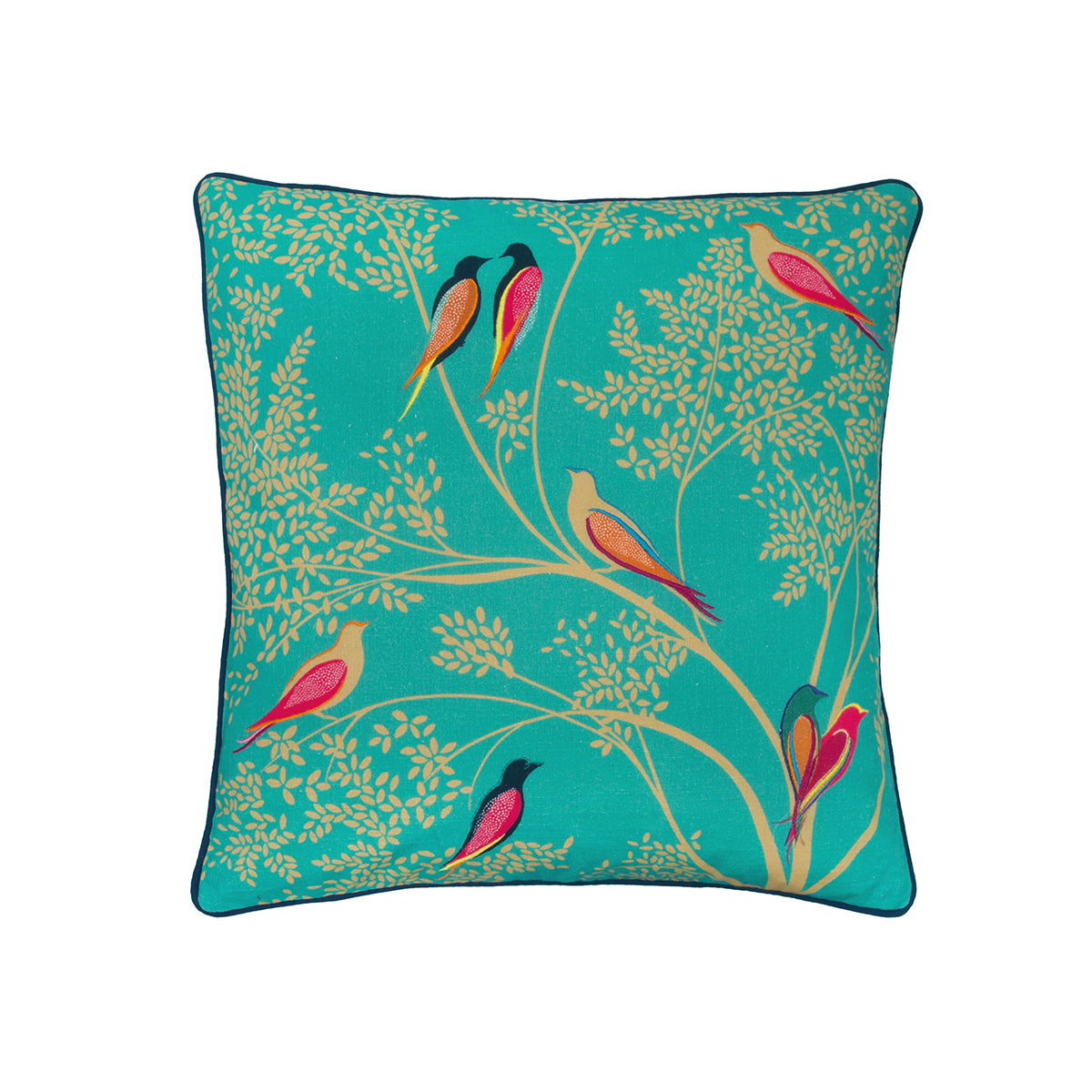 A 20in. x 20in. chelsea teal hummingbird pillow.