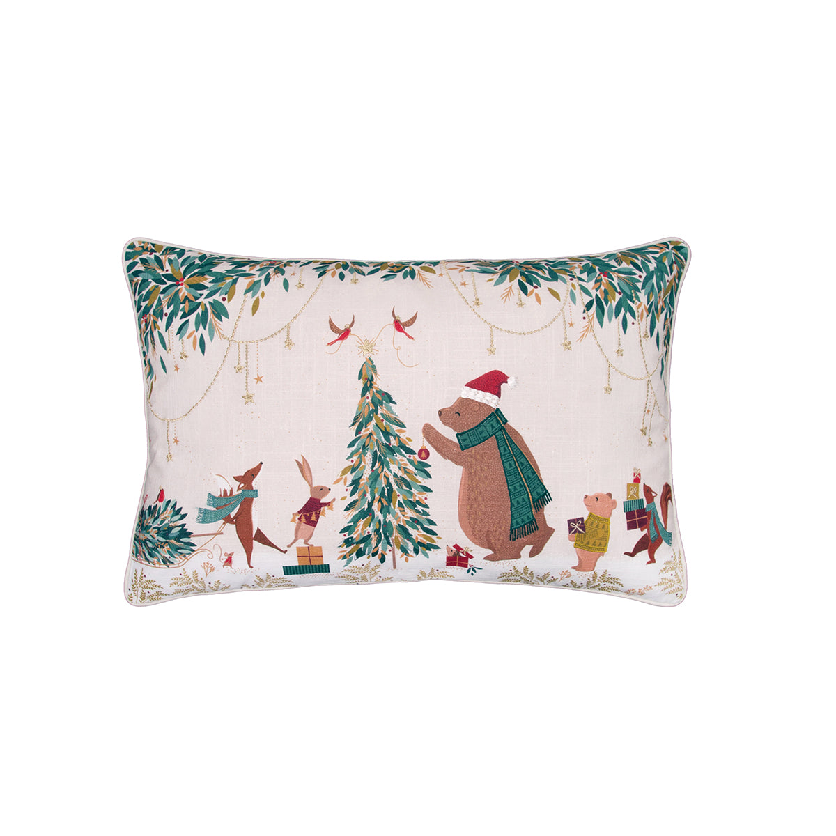 A 14in. x 22in. tree decorating pillow.