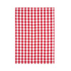 unfolded woven red and white checkered gingham kitchen towel