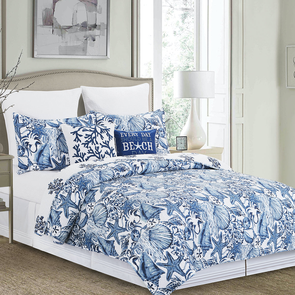Blue Coast Shells Bedspread