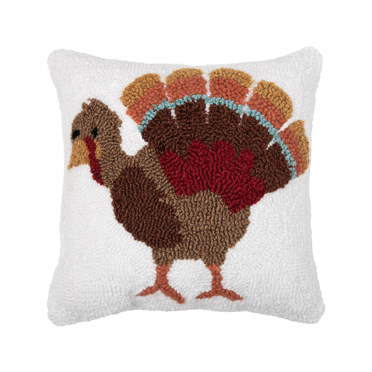 Turkey Feathers Hooked Mini Pillow