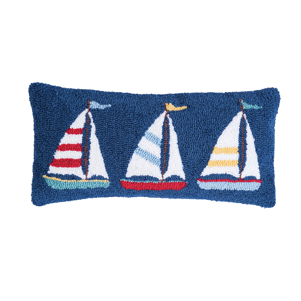 Sailboat Trio Hooked Pillow