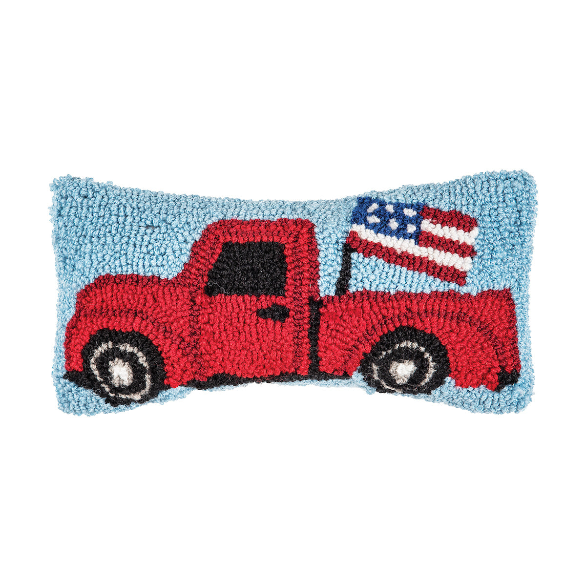 Patriotic Truck Hooked Mini Pillow