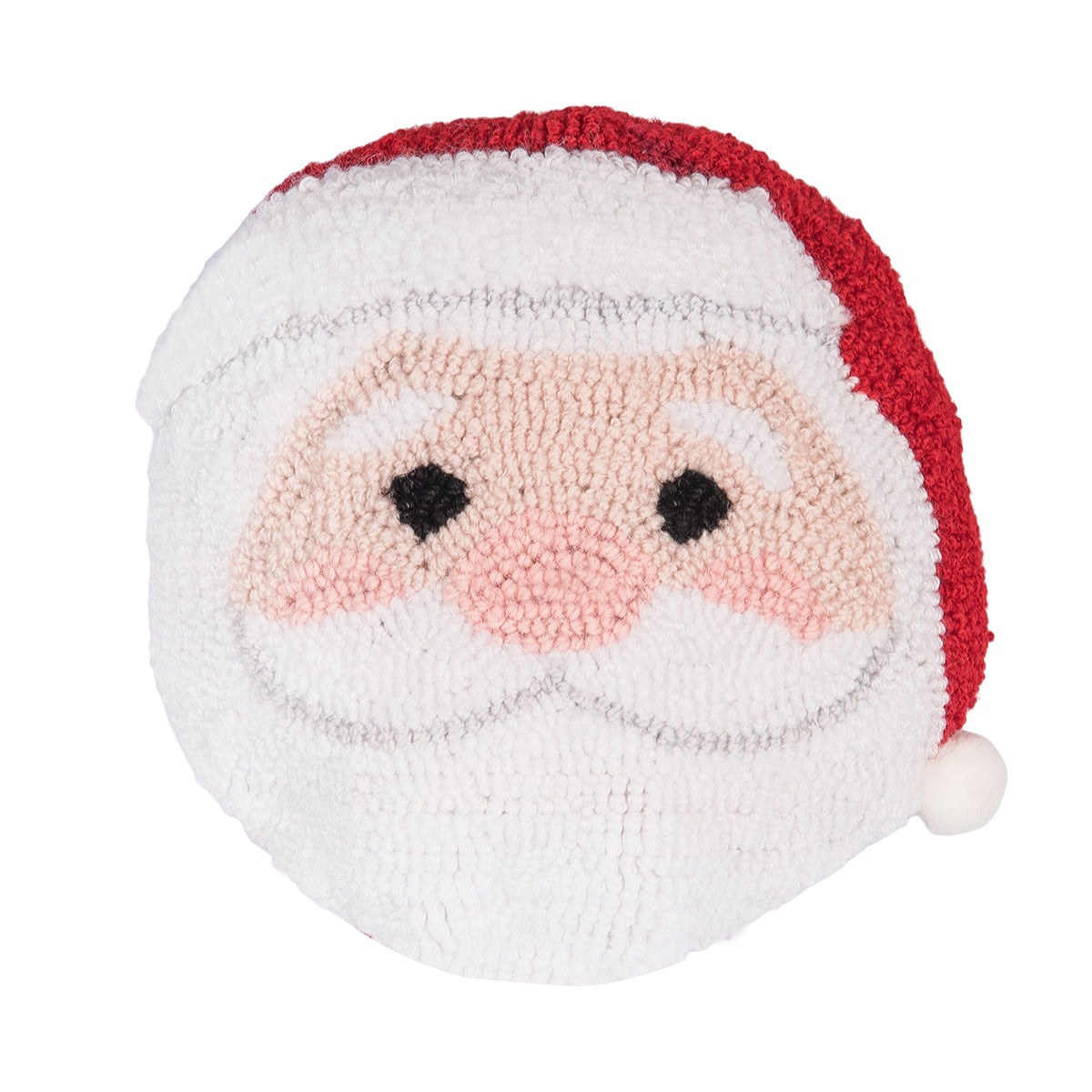 Santa Hooked Round Mini Pillow