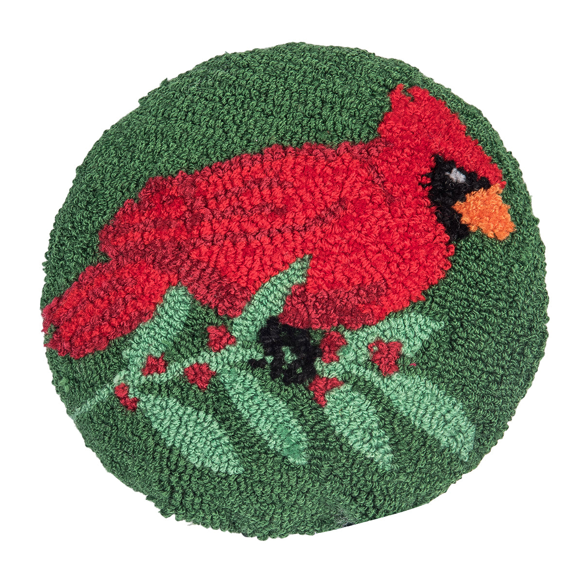 Cardinal Hooked Round Mini Pillow