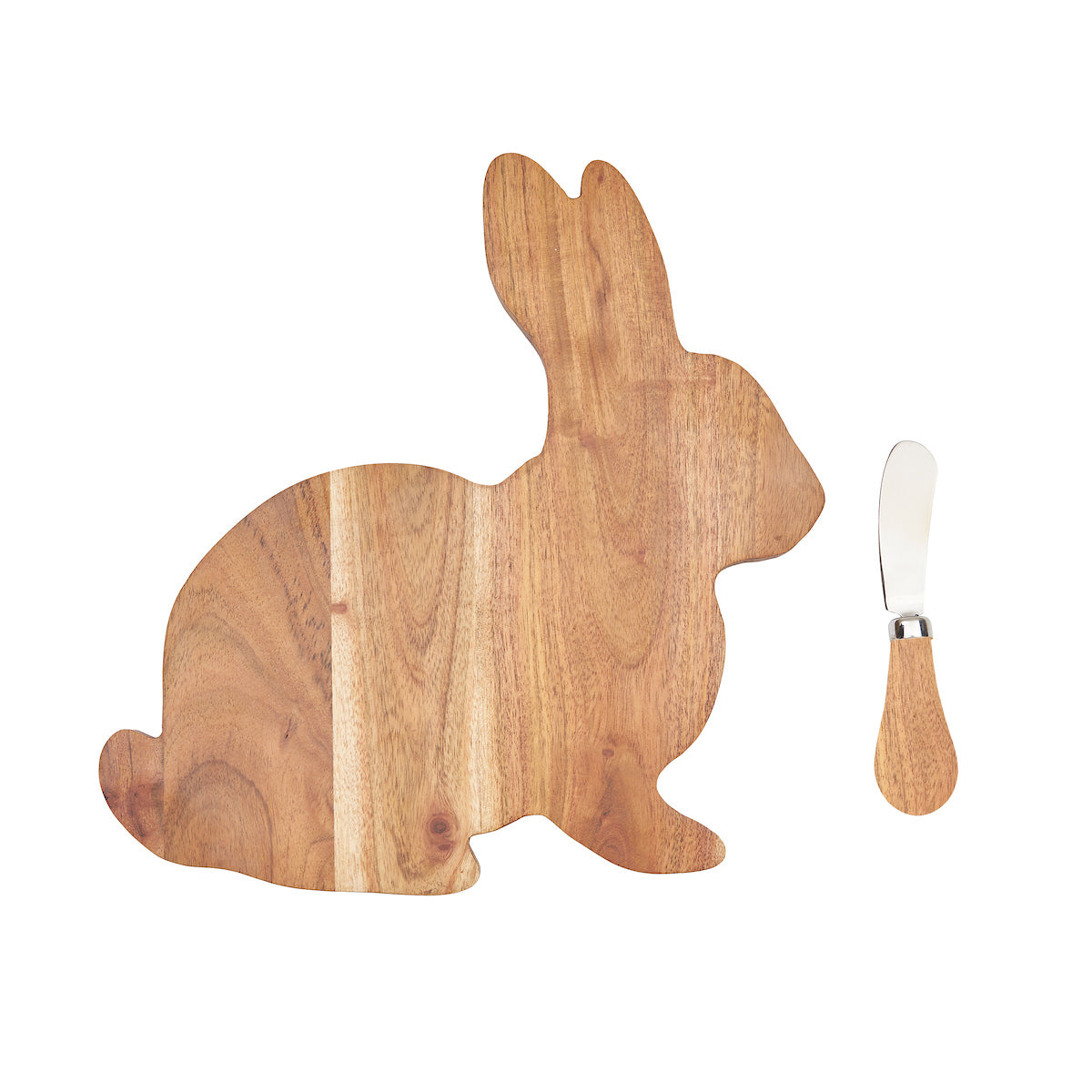 Bunny Acacia Wood Server Board & Spreader Set