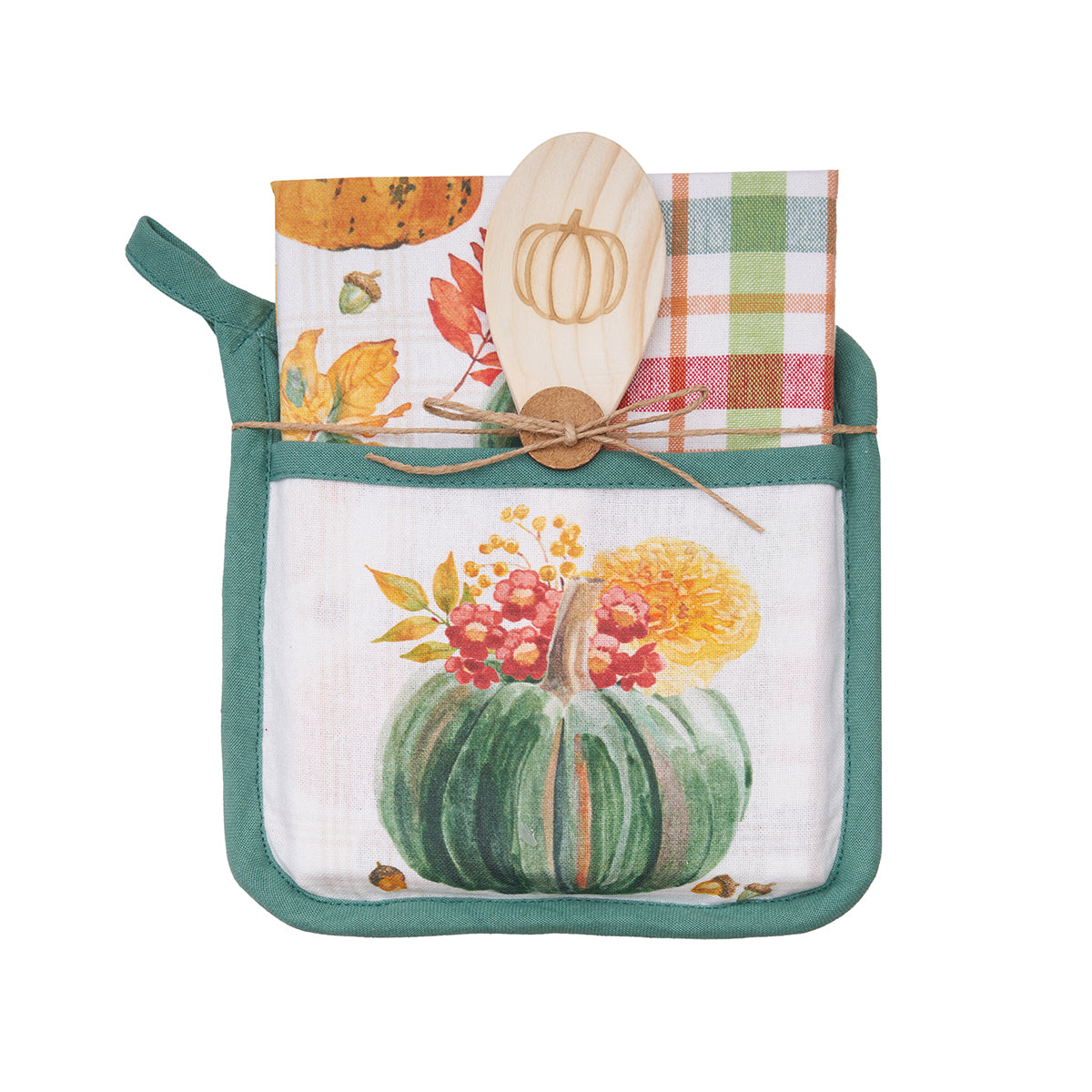 Teal Pumpkin Harvest Potholder Set
