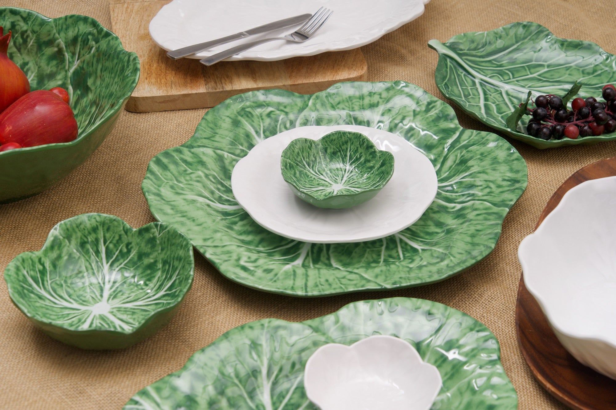White Cabbage Salad Plate, Set of 4