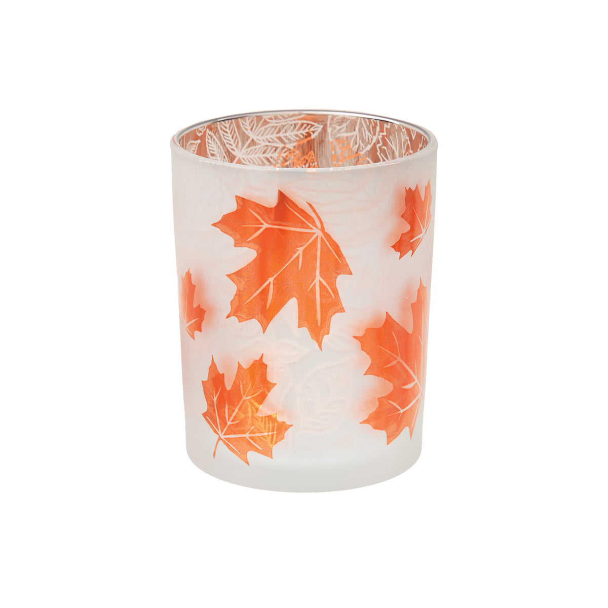 Fall Leaves Medium Glass Container
