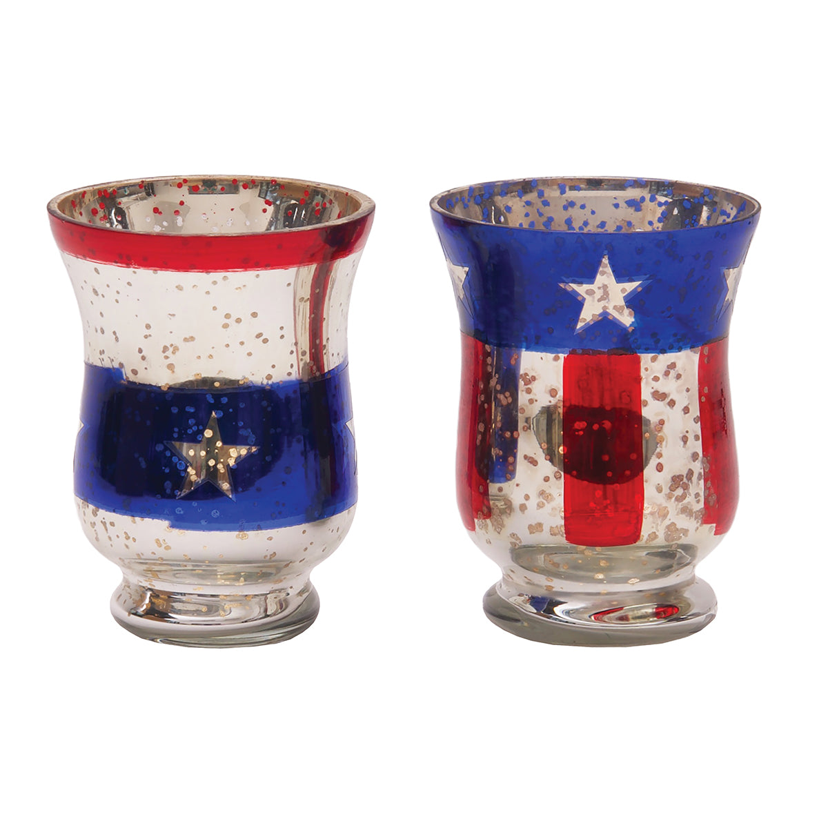 Patriotic Glass Votives, Set of 2