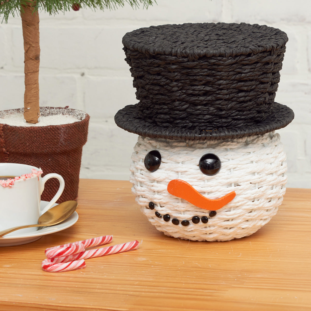 Snowman Handwoven Candy Basket