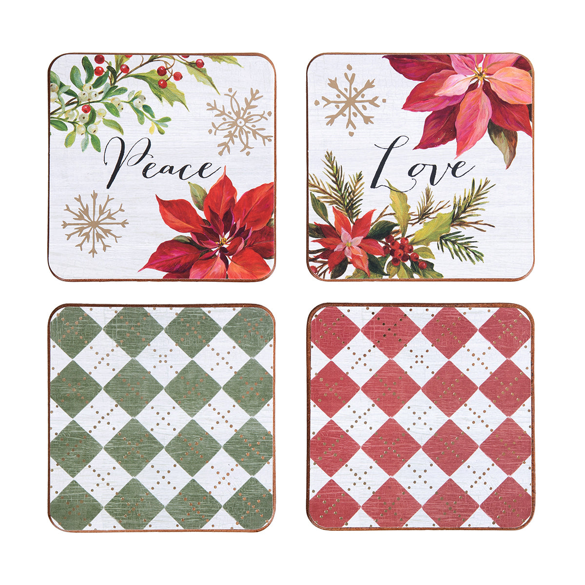 Poinsettia Christmas Coaster Set