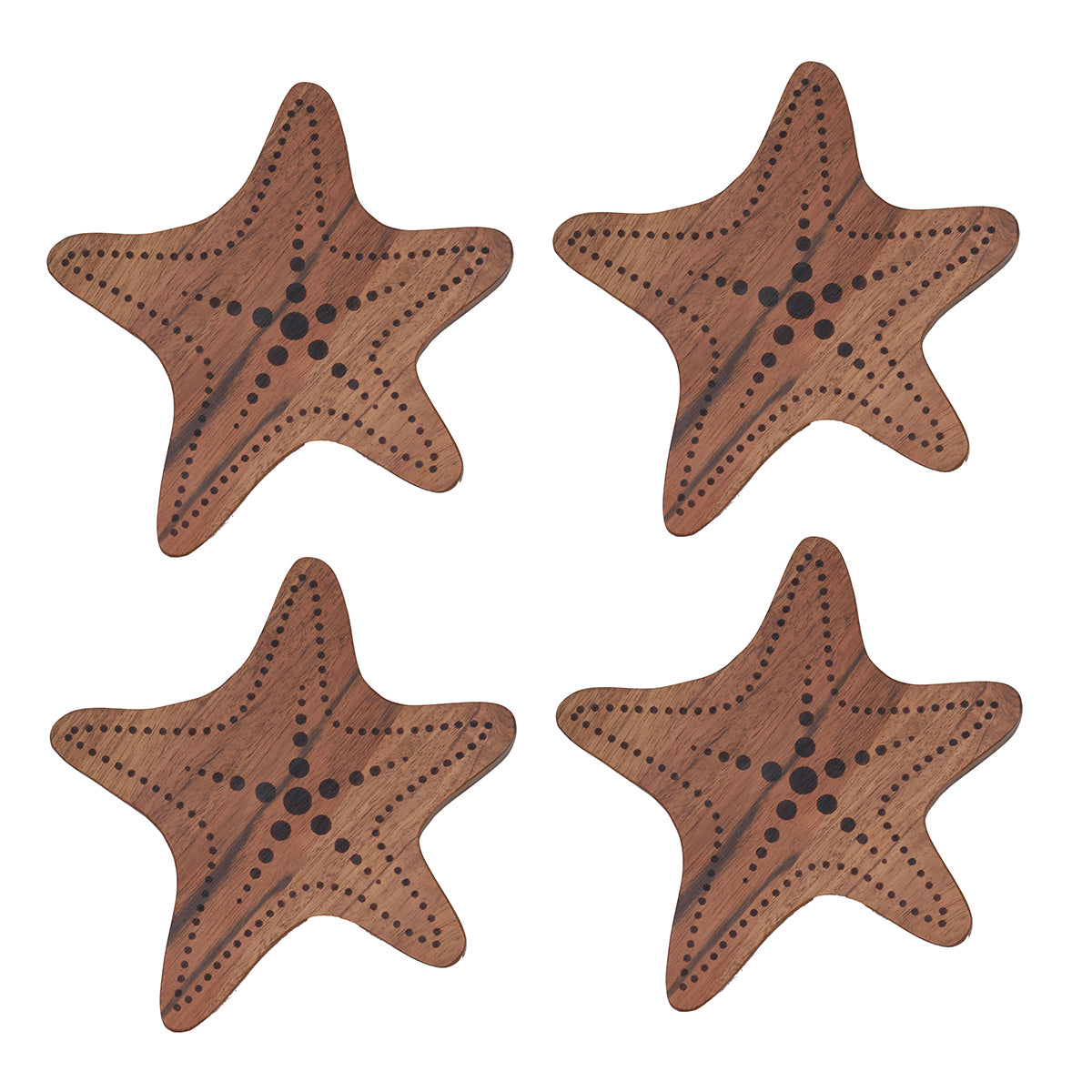 Sea Star Acacia Wood Coasters, Set of 4