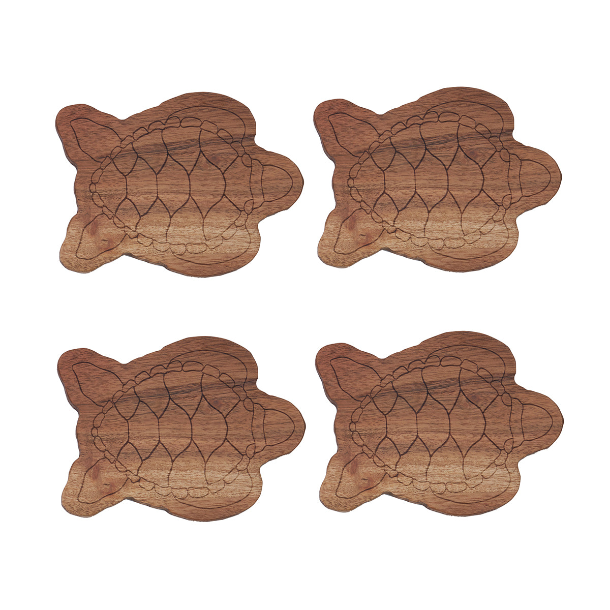 Turtle Acacia Wood Coasters, Set of 4