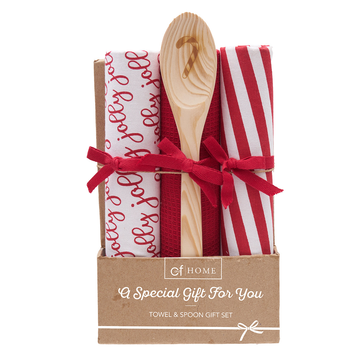 Jolly Candy Cane Kitchen Towel & Spoon Set