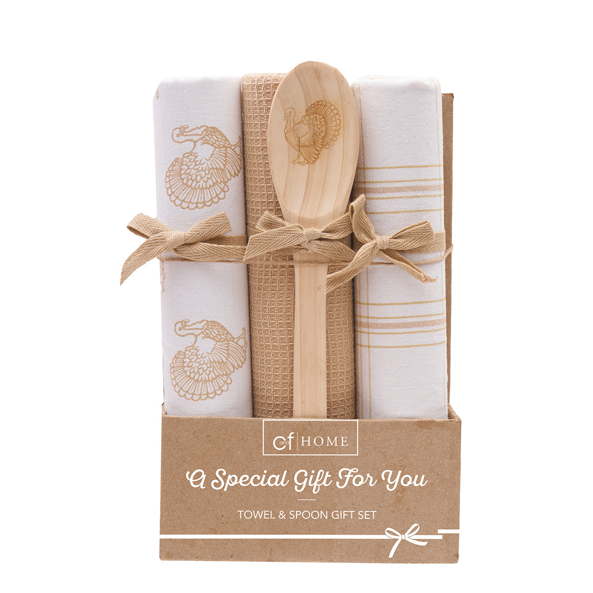 Turkey Time & Plaid Kitchen Towel & Spoon Set