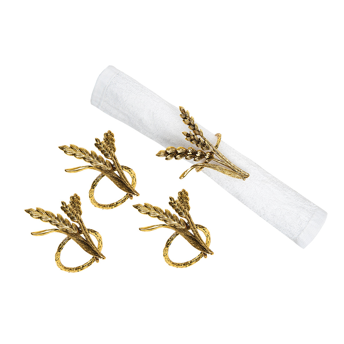 Bronze Wheat Napkin Ring, Set of 4