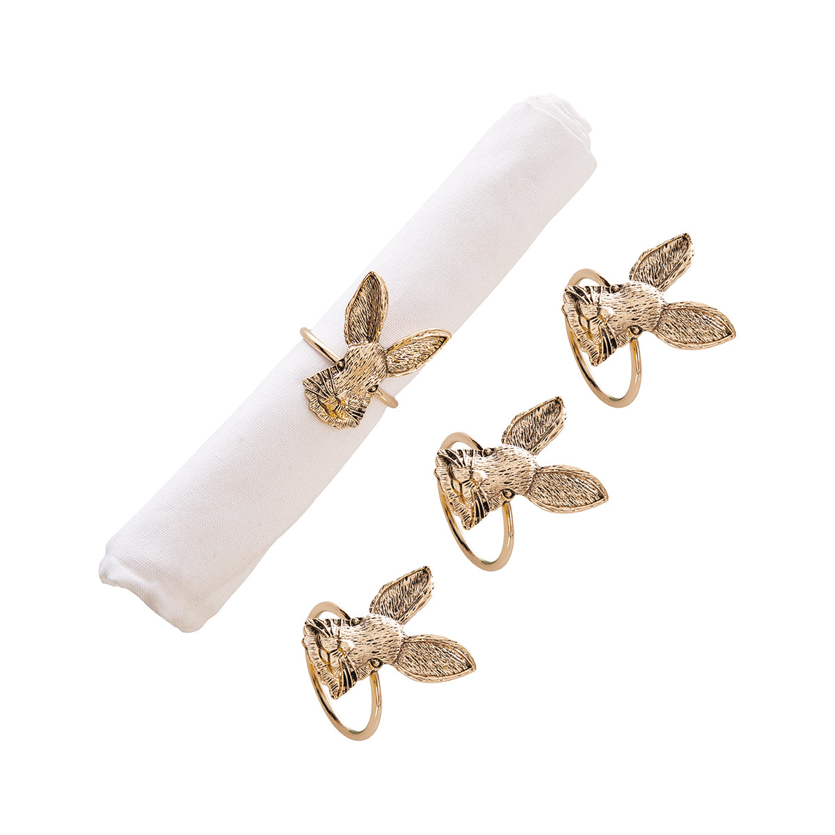 Rose Gold Bunny Head Napkin Ring, Set of 4